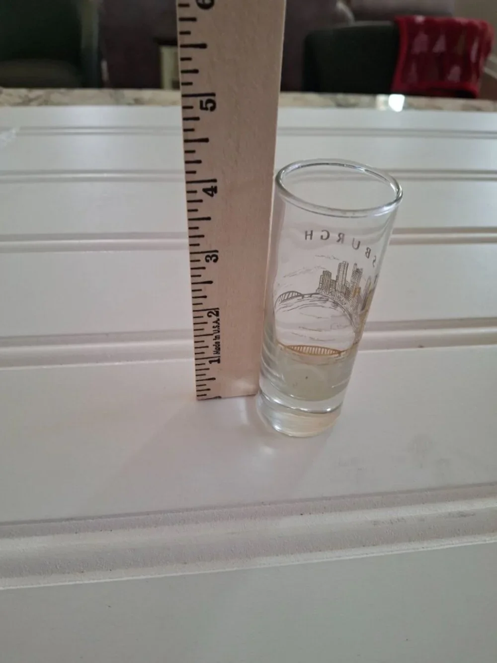 Vintage Pittsburgh Skyline Shot Glass Gold Trim 4